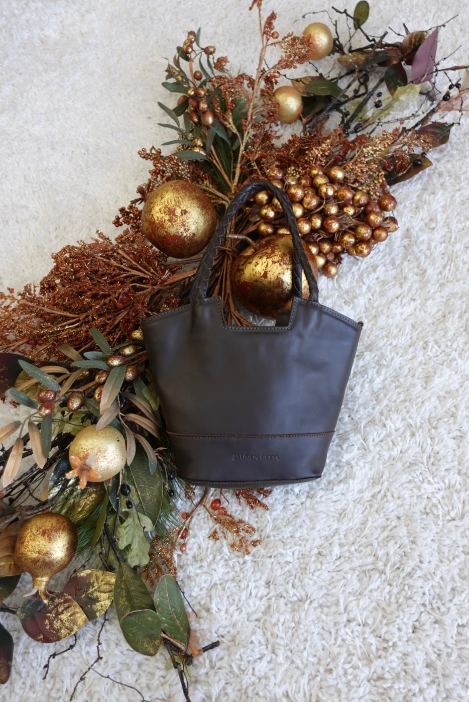 Espresso brown mini purse with holiday decor