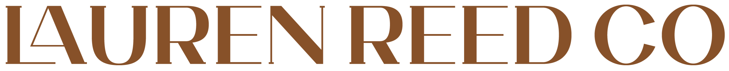 Lauren Reed Co logo in brown on a white background